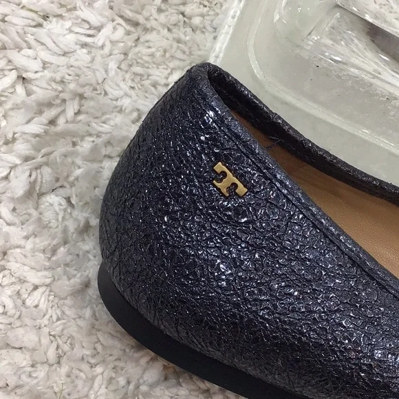 Tory Burch Laila 2 dk gray crinkle leather flats